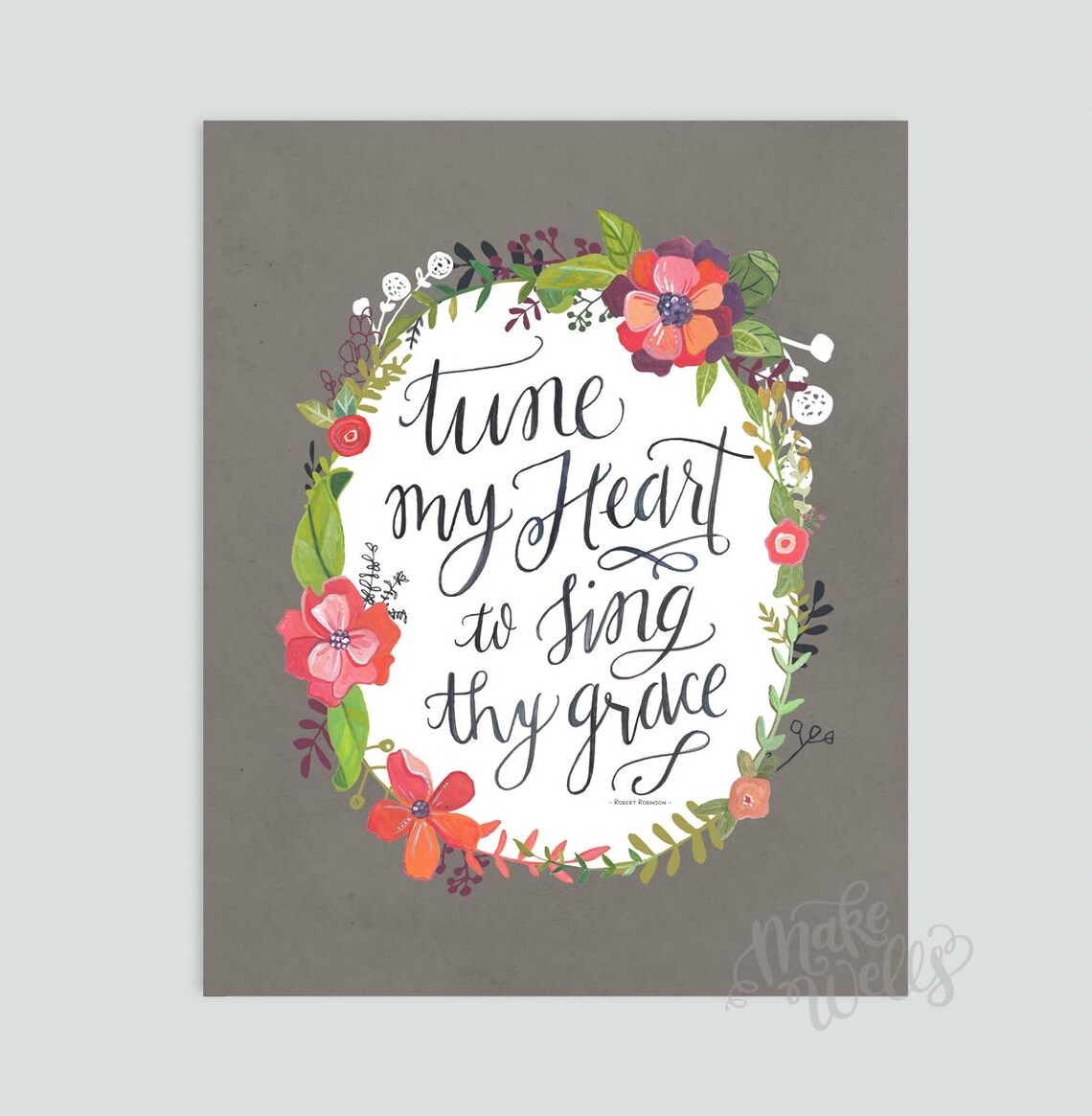 Tune My Heart to Sing Thy Grace - Come Thou Fount Art Print - Hymn Wall Decor - Come Thou Fount ...