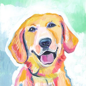 Mr. Golden Golden Retriever Art Print by Makewells image 1