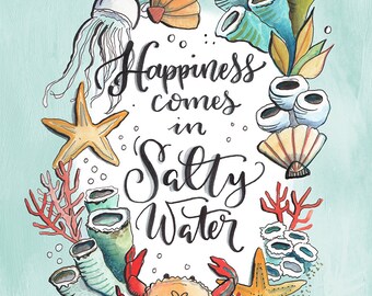 Happiness Comes in Salty Water - Makewells Fine Art Print