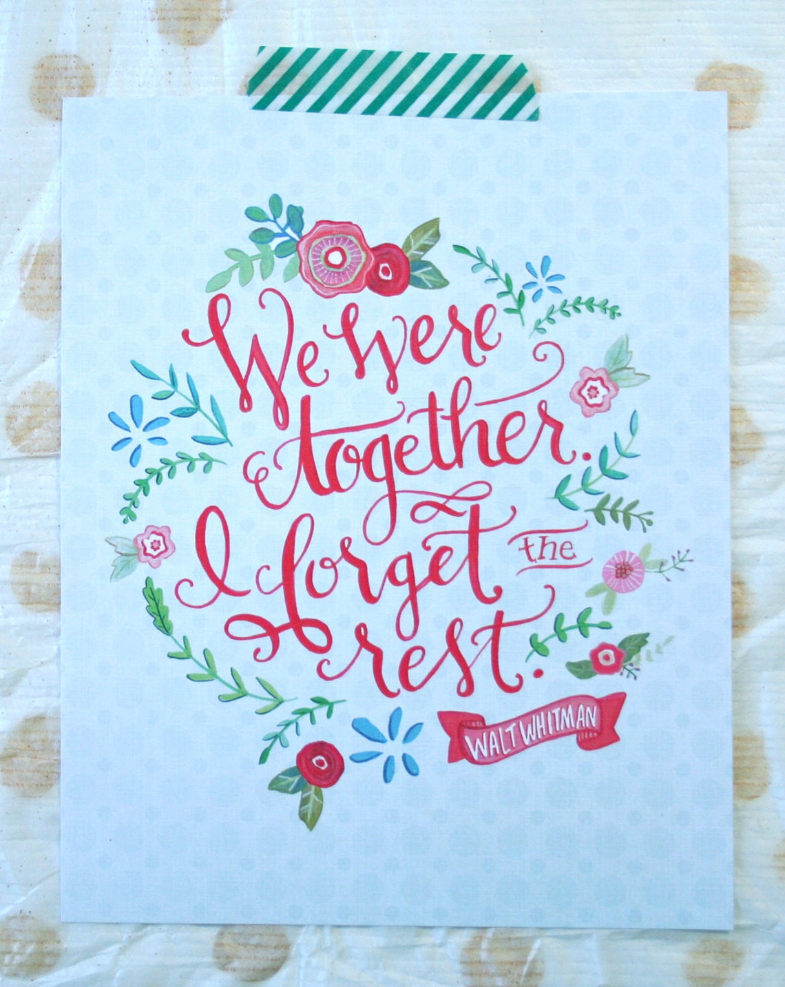 We Were Together I Forget the Rest Walt Whitman - Etsy