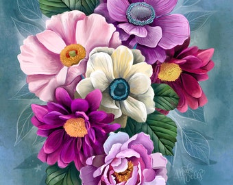 Vibrant Garden - Makewells Funky Floral Art Print