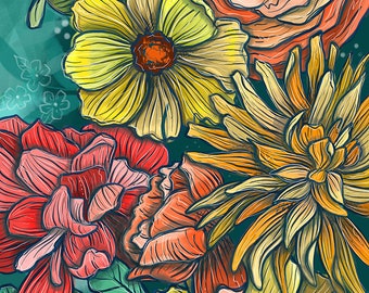 Summer Florals - Makewells Funky Floral Art Print