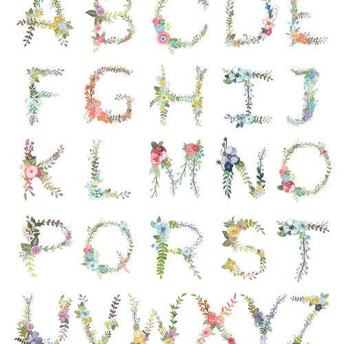 Floral Alphabet Print - Etsy