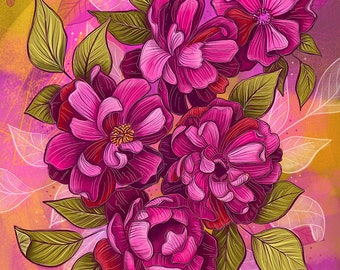 Majestic Magenta - Makewells Funky Floral Art Print