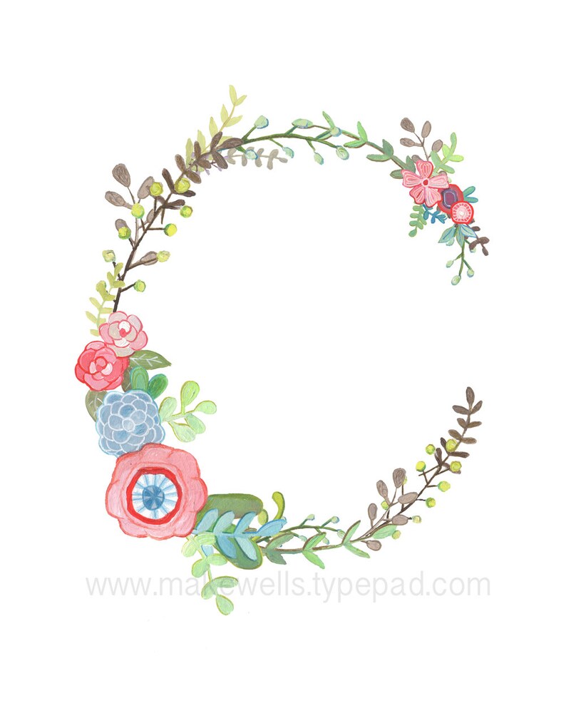 C Floral Letter print image 1