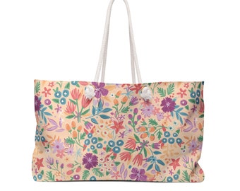 Brilliant Florals Cream Weekender Bag