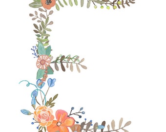 E - Floral 8" x 10" Print