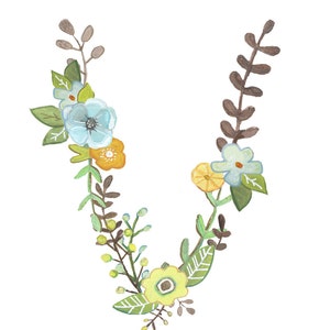 V - Floral Letter print