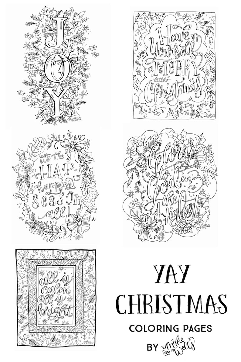 Yay Kerst Kleurplaten Paginas Makewells Downloadbare Etsy