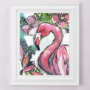 Mr. Flamingo - Fine Art Print - Flamingo Painting - Funky Coastal Wall Decor - Bright and Colorful Flamingo Wall Art