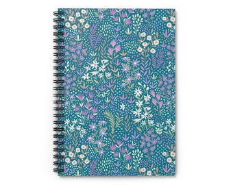 Blue Garden Spiral Notebook