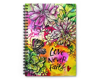 Love Never Fails Floral Notebook