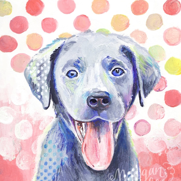 Grey Dog Art Print - Day 99 Makewells365 - Lab