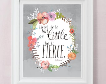 Shakespeare Quote Art Print: Floral Nursery Decor