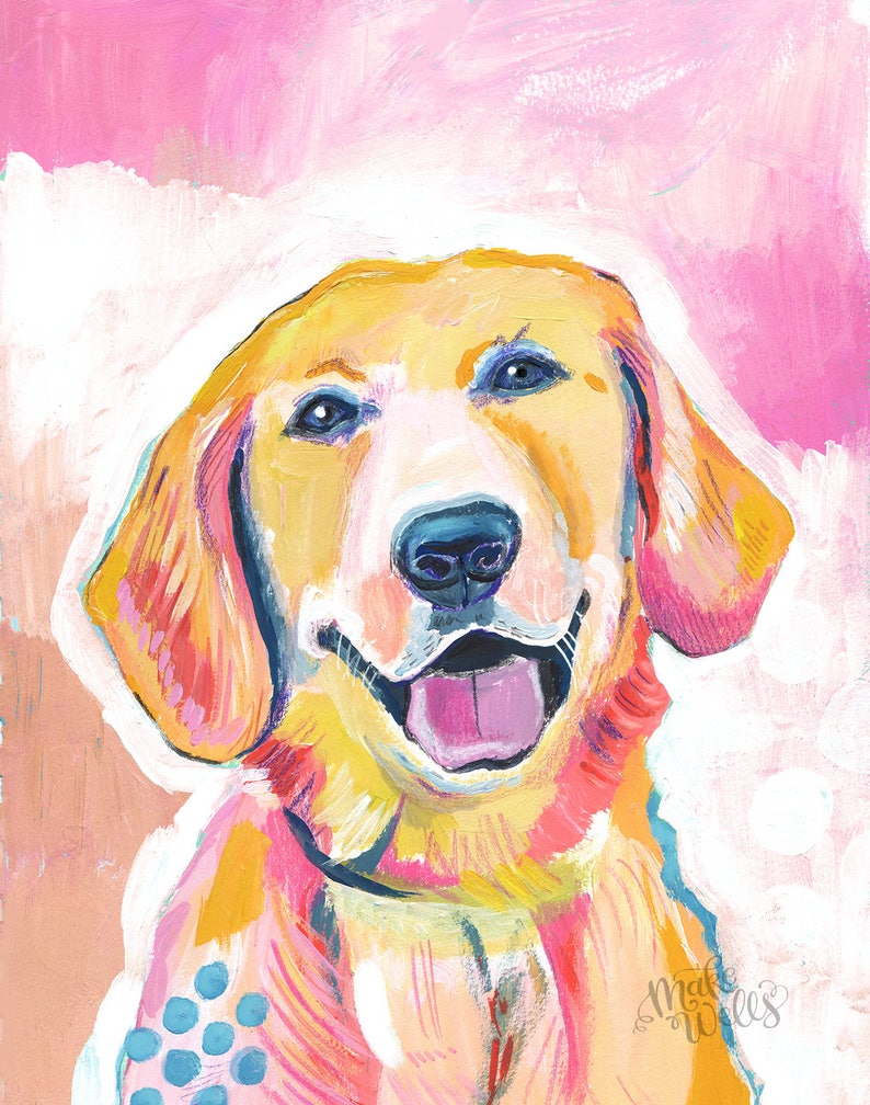 Mr. Golden Golden Retriever Art Print by Makewells image 2