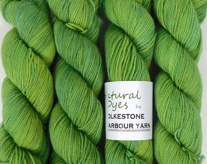 Bright Green Indigo Turmeric Natural Dye Sock 4ply Yarn 50g #78
