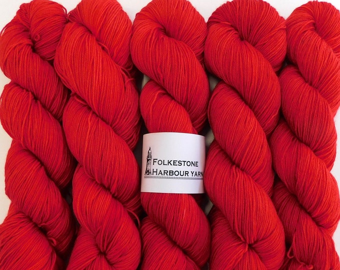 Vermillion Red Merino Blend Sock Wool Yarn 23