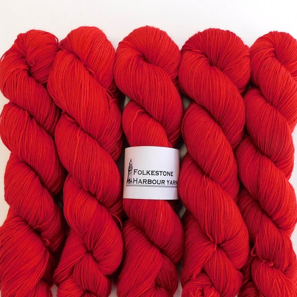 Vermillion Red Merino Blend Sock Wool Yarn 23