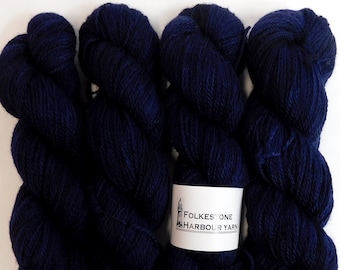 Midnight Semi-Solid Romney Sock weight Wool Yarn