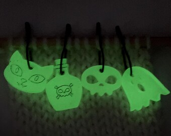 Halloween Spooky Themed Stitch Markers Set of 4      Glow In the Dark