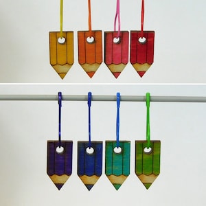 Pencils  Multicoloured Stitch Marker sets     Choice of 4 or 8