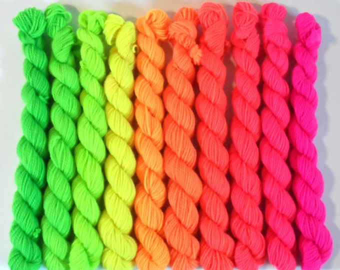 The Day the World Turned Day Glo Solid Gradient Mini Skein Set 100g Sock Yarn