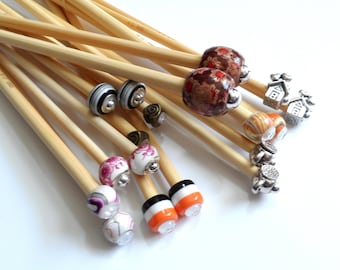 5mm up to 6.5mm Metric Sizes Handmade Beaded Bamboo Knitting Needles