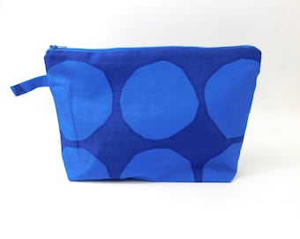 Marimekko Kivet Fabric Zip Pouch in Blue            size Large 10.5"