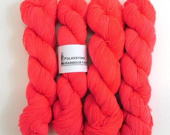Fluorescent Red Merino Blend Sock Wool yarn 100g skein