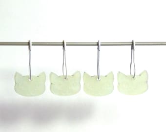 Bella Cat Stitch Markers Set of 4 White Iridescent Shimmer on white pins