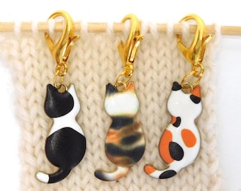 Kitty Cat Stitch Markers set of 3 on lobster clasps