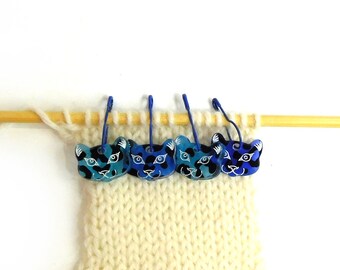 Blue Leopard Print Stitch Markers Set of 4