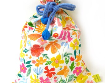 Liberty of London Yellow Orange Floral print drawstring bag