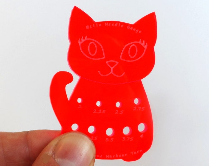 SALE Bella Cat Sock Knitting Needle Gauge Metric  Acid Red Fluro