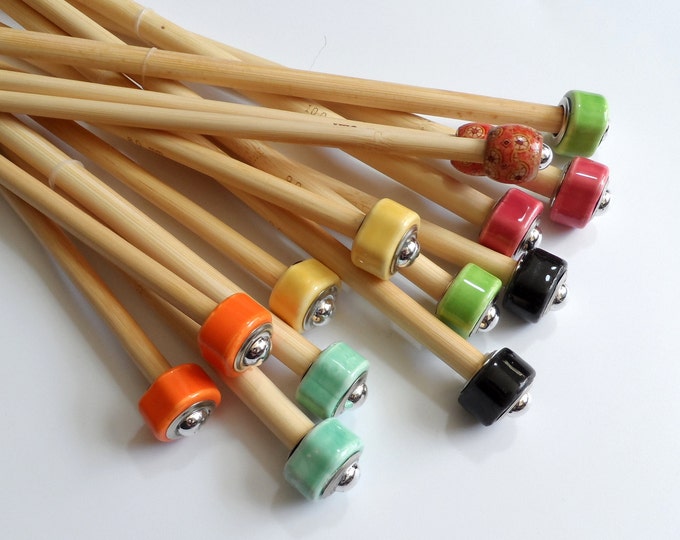 7mm up to 10mm Metric Sizes Handmade Beaded Bamboo Knitting Needles