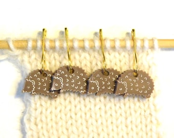 Hedgehogs Stitch Markers Set of 4      Brown