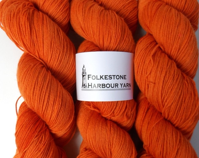 Saffron Orange Merino Blend Sock Wool Yarn 22
