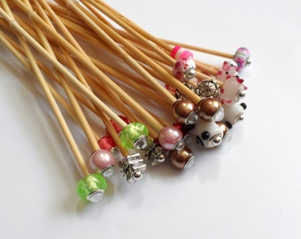 3.25mm up to 3.75mm Metric Sizes Handmade Beaded Bamboo Knitting Needles