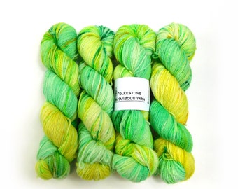 Primrose Green Yellow Speckled Merino Blend Sock Wool Yarn 100g with Bio-Nylon