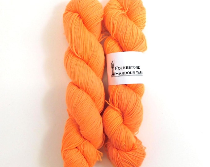 Fluorescent Orange Merino Blend Sock Wool yarn 100g skein