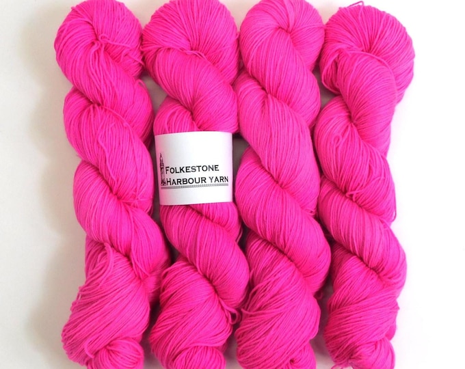 Fluorescent Pink Merino Blend Sock Wool yarn 100g skein