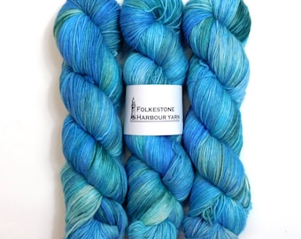 Aqua Alpaca      Blue Aquamarine Variegated Sock weight Wool Yarn 100g