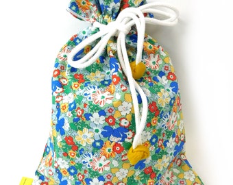 Liberty of London Blue Green Floral print drawstring bag