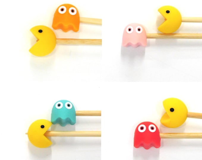 Pac Man silicone needle toppers 4 colour options