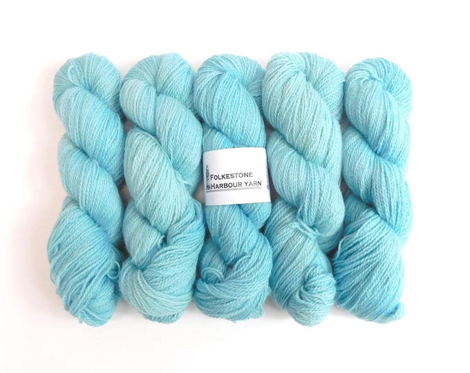 Deal Light Blue Semi-Solid Romney Sock weight Wool Yarn 100g