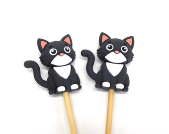 Bella Cat Tuxedo Kitty silicone needle toppers