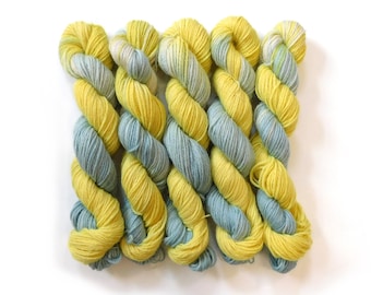 Midday Variegated Blue Yellow DK Romney Wool Yarn 50g               Naturally Dyed