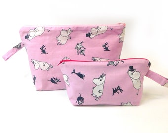 Moomin Pink Fabric Zip Pouch  2 sizes