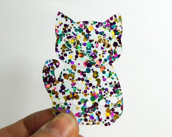 Bella Cat Mini Knitting Needle Gauge Metric  Purple Gold Blue Confetti Glitter