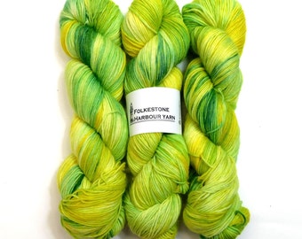 Graze-y Days      Green Yellow Variegated Alpaca Sock weight Wool Yarn 100g